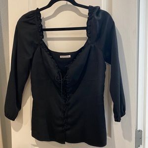 Reformation black lace up top size 8